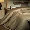 Juego de ropa de cama de cuatro piezas de color sólido, 100 unidades, doble capa, 500 hilos, algodón de fibra larga, tacto de lujo ligero de alta gama, sábana, funda de edredón, algodón puro, ropa de cama de algodón