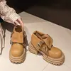 Estilo Británico Retro Solapa Dos Formas Botas Amarillas Grandes Botines Celebridad de Internet Ins Botas de Cuero Mate Suela Gruesa Tacón Grueso Botas Martin