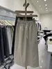 Falda Cargo Elástica de Cintura Nueva Primavera/Verano 2026 Falda Midi para Mujer Cordón Color Liso Cargo Simple 606