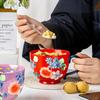 Taza de cerámica para invitados europea y americana, personalizada, pintada a mano, creativa, de alto valor, para desayuno, leche, gran capacidad