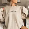 Moletom Feminino com Gola Careca e Forro de Fleece com Estampa de Slogan em Cor Lisa para Sites Independentes de Comércio Exterior