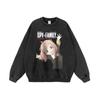 Suéter de cuello redondo con estampado de dibujos animados y figuras de anime de estilo americano para hombre y mujer, de gran tamaño, lavado, holgado, de marca de moda antigua