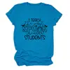 Eu ensino a camiseta mais assustadora da Amazon Wish site independente moda divertida feminina gola redonda manga curta