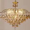 Lustre de cristal galvanizado em ferro forjado estilo francês pós-moderno para sala de estar, hall, quarto, quarto principal, sala de jantar, luz de cristal romântica