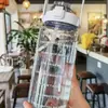Taza de Agua de Gran Capacidad para Mujer con Popote Escala de Tiempo Botella de Agua Deportiva Red Net 2000ml