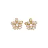 Brincos de flor em zircônia com pino de prata banhados a ouro 18K real, brincos elegantes estilo Chanel francês, brincos de estilo socialite sofisticado