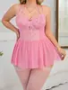 Estilo Europeo y Americano Multicolor Forma de Corazón Francés Lujo Ligero Cintura Fruncida Malla Semi-Transparente Encaje Conjunto de Vestido L26