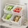 Nuevo Estante de Almacenamiento de Cesta de Verduras para Encimera Escritorio Estante de Verduras Multicapa Pequeño Almacenamiento de Verduras Cocina Cesta de Almacenamiento de Jengibre Cebolla Verduras
