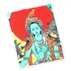 Thangka Pintado a Mano con Arena Gruesa Dorada Personalizado Ocho Santos Patronos Molino de Rodillos Carnero Wuye Tara Verde Original