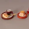 Casa de Muñecas Miniatura Bandeja Redonda de Madera Bandeja de Almacenamiento Accesorios de Modelo Decoración de Escena de Cocina Comida y Juego Props Ob11