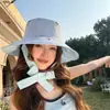 Sombrero de Pescador Reversible con Bordado de Cerezas de Nuevo Estilo para Mujer, Ala Ancha, Plegable, Protector Solar, Versátil, Sombrero de Pescador Adelgazante