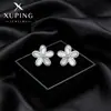 Pendientes Xuping de flor tridimensional pequeños y frescos para mujer, acero inoxidable, diseño elegante, adecuados para ir al trabajo, sencillos y compactos, pendientes para el día a día