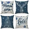 El juego de fundas de almohada navideñas más vendido de Amazon, juego de cuatro piezas de decoración navideña de lino sintético para cojines de sofá de sala de estar