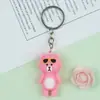 Creativo Estéreo Multicolor Gafas de Sol Llavero de Oso Pvc Pegamento Suave Exquisito Personalizado Colgante para Mochila Escolar Llavero para Llaves de Coche