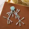 Chica Energética Juvenil Llamativo Borla Perla de Arroz Flor Flor de Arroz Aretes DIY de Verano Nicho Tachuelas Clip Lateral Accesorios de Broche