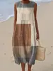 Vestido europeo y americano sin mangas para mujer, estilo hawaiano casual para exteriores en la playa, corte holgado, cuello redondo, vestido largo