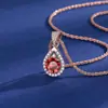 Xiaohongshu Kuaishou Douyin Celebridad de Internet Transmisión en Vivo Collar Chapado en Plata Piedra de Alto Carbono Diamante Cuadrado Gota de Agua Forma de Pera Colgante Femenino Venta al por Mayor