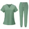 Secado Rápido Cuello en V Secado Rápido Lavado a Mano Ropa Ropa de Trabajo Hospital Doctor Ropa de Trabajo Lavado a Mano Juego Separado Mujer Transpirable