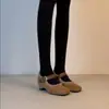 Sapatilhas Exclusivas Estilo Retro Nariz de Porco com Pelo, Sapatos Mary Jane Rasos de Inverno com Biqueira Quadrada e Forro de Lã Quente com Uma Tira