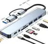 Estación de Acoplamiento 7 en 1 de Doble Puerto Hub USB 3.0 Hub Multifuncional Tipo-C Divisor de Dos a Siete