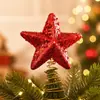 Ponteiro de árvore de Natal estrela estrela de cinco pontas decoração lantejoula espuma enfeite arranjo de cena de feriado estilos vermelho, dourado e prateado