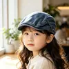 Chapéus infantis para primavera e outono, bonés jeans vintage para meninos e meninas, chapéus versáteis casuais de artista, chapéus de proteção solar para atividades ao ar livre