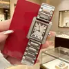 Nuevo Estuche de Reloj Rectangular Incrustado con Diamantes con Números Romanos, Elegante Movimiento de Cuarzo, Esfera Grande, Reloj Dorado para Mujer al por Mayor