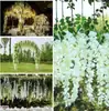 Flores de glicinia artificiales para decoración de techo, decoración de bodas, flores artificiales para decoración de sala de estar, escenarios de parques y hoteles (12 piezas por juego)