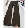 Jeans acampanados bordados de corte inclinado Cleanfit para hombre, pantalones de color liso lavados para otoño, pantalones rectos de estilo de alta calle americano
