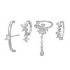 Pendientes de Mariposa y Flor de Zirconia Estilo Europeo y Americano Transfronterizos para Mujer, Clips para Oreja de Moda y Únicos sin Perforación al por Mayor