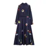 Vestido de trabalho feminino elegante estilo europeu e americano ins 2026 nova moda com cinto, vestido de botão único estampado
