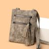 2025 Nuevo Bolso con Flecos para Mujer PU Suave Bandolera de un Solo Hombro Estilo Coreano a la Moda Cremallera Vertical Bolso Pequeño para Monedas
