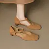 Nuevas Sandalias Retro Tejidas Huecas de Piel de Vaca de Primera Capa y Piel de Cabra Esmerilada con Tacón Bajo de 2.5 cm, Zapatos de Mujer de Moda 2025