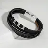 Pulsera de Cuero Multicapa para Hombre de Comercio Exterior Transfronterizo, Pulsera Versátil de Hip-Hop para Mujer, Accesorios de Moda de Lujo Ligero de Alta Gama