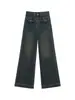 Plus size estilo americano retrô jeans feminino primavera e outono nova menina gordinha solta emagrecimento cintura alta perna reta perna larga calças