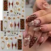 Pegatinas Transfronterizas para Uñas: Maillard Otoño e Invierno Estampado de Leopardo Floral Lámina de Oro Francés Repujado 5D Pegatinas de Uñas Tridimensionales