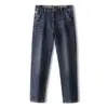Jeans vintage lavados de otoño para hombre talla extra, corte holgado, marca de moda, talla extragrande, pantalones rectos ajustados elásticos