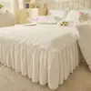 Conjunto de Saia de Cama Acolchoada Liso e Lençol com Elástico 9Jqs, Cobertura de Cama Branca de Peça Única, Protetor de Saia de Cama para Todas as Estações