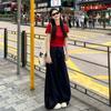 Pantalones vaqueros anchos de estilo americano azul oscuro para mujer, primavera y otoño, nuevos pantalones adelgazantes holgados de cintura alta