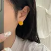 Aretes de Ágata Amarilla de Plata Esterlina S925, Simples y Versátiles Ins Elegantes, Estilo de Diseño Nicho de Alta Gama