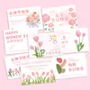 Tarjeta de felicitación por el 38º Día de la Mujer, Tarjeta de Floristería Tulipán para el Día de la Mujer, Tarjeta Festiva de Postre Horneado Nuevo Pintada a Mano