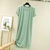 Vestido midi de cuello redondo con volantes de seda helada para mujer, talla grande, cómodo, suave, elegante, color liso, sin cierre, fresco y dulce