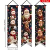 Cortina de porta dobrável em três partes de Natal, bandeira pendurada, banner de cena de quintal para feriado de Ano Novo, banner de decoração de fundo de varanda de festa