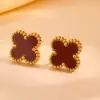 Moda transfronteiriça aço inoxidável flor de três quatro folhas joias Europa e Estados Unidos novo aço titânio não desbota pequeno conjunto de joias de flor