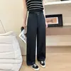 Pantalones de pierna ancha de algodón lavado de alta calidad para mujer, pantalones rectos adelgazantes de otoño, pantalones cropped, jeans holgados para personas petite