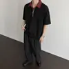Camisa polo de manga corta estilo americano de dos piezas falsas para hombre, camiseta de verano con bloques de color y cuello camisero, estilo universitario, manga corta para pareja