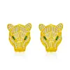 Brincos de Zircônia Colorida Diamante Completo de Luxo Olho de Cavalo Cabeça de Leopardo Animal Brincos de Cabeça de Leopardo Olho Verde Geométrico