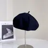 Boina Lisa de Color Sólido Estilo Japonés Simple para Mujer, Nuevo Sombrero de Pintor Artístico Elegante de Otoño, Sombrero de Calabaza Versátil Casual