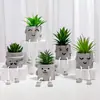 Sencilla creativa muñeca de pies colgantes cilindro de cemento simulación planta suculenta maceta sala de estar decoración del hogar fabricantes mayoreo
