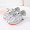 Sapatos de Salto Alto Transfronteiriços para Meninas, Novos Modelos de Outono, Sapatos Individuais Infantis, Sapatos de Princesa para Meninas Pequenas, Sapatos de Cristal, Sapatos Brilhantes para Crianças, Sapatos de Couro